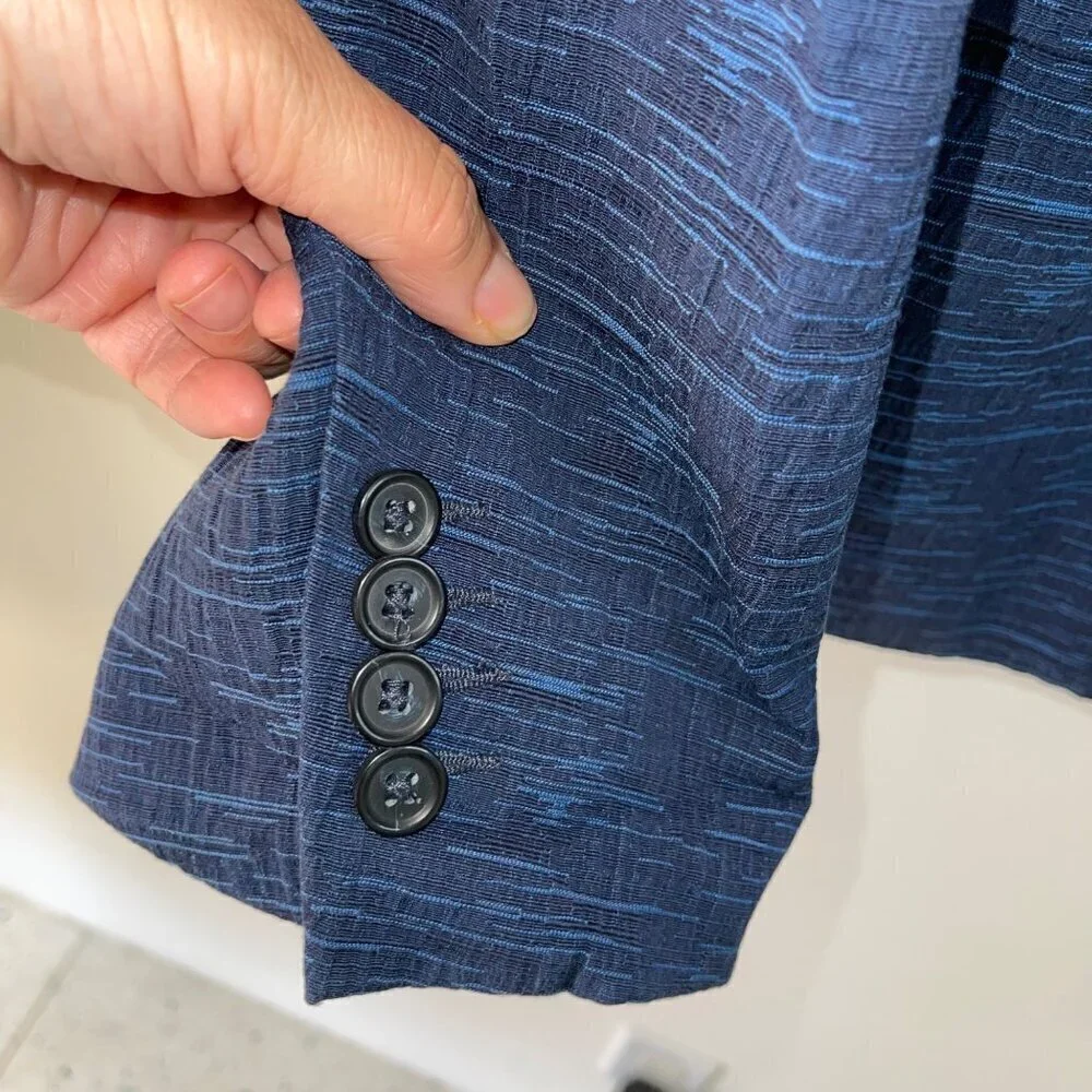 Mr Turk Mens Blazer Size 44 Blue Single Breasted Pockets Lined Cotton USA